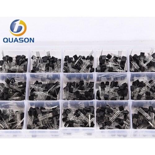 600Pcs 15 Value x 40 Pcs Transistor TO-92 Assortment Box Kit Transistors 2N2222 2N3904 2N3906 C945 S8050 S8550 S9014 S9013 9018