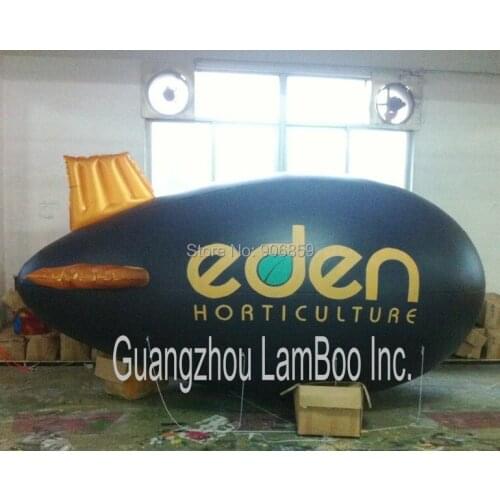Newest Inflatable 4m Long Black Airship with Golden Wings/DHL FREE Shipping Inflatable Blimp Zeppelin for Advertising