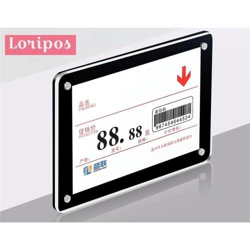 Wall Mount Magnet Acrylic Photo Frame Acrylic Label Holder Black Clear Magnet Acrylic Holder Desk Sign Holder Name Card Display