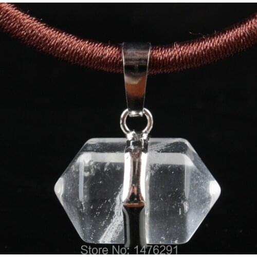 2015 New Men women Are suitable Attractive Clear Crystal Hexagon Faceted Hexagon Biconical Gem Bead Pendant 1 PCS