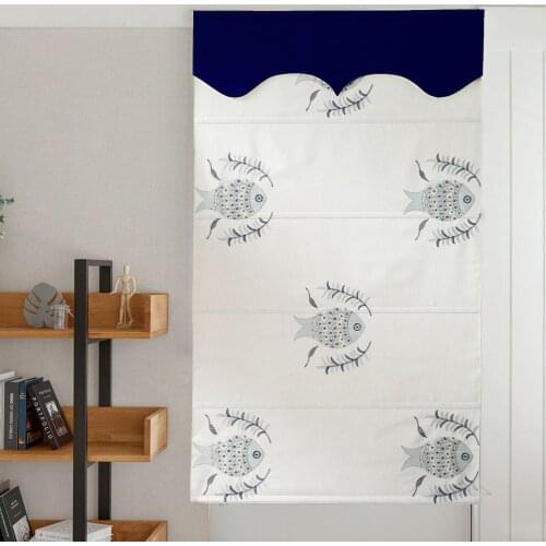 2018 New Arrival Modern Embroidered Fish Pattern Roman Blinds Customized Size Roller Blind Free Shipping