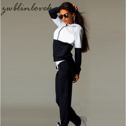 Autumn Winter Women Casual Long Sleeve Hooded Sweatshirts+Drawstring Waist Pants Two Pieces Tracksuit Suit Female 2C0137