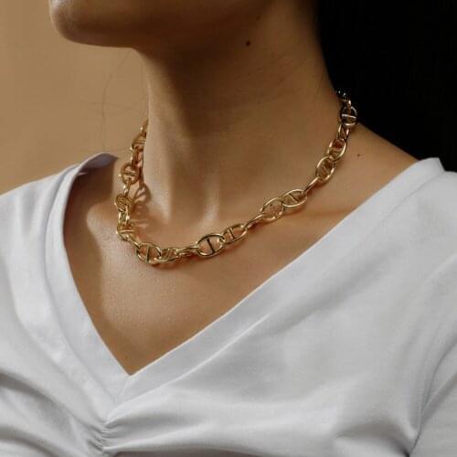 NEW Punk Hip Hop Curb Cuban Miami Geometric Choker Necklace Collar Gothic Chunky Thick Clavicle Necklace for Men Jewelry