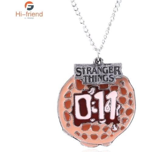 Stranger Things Necklace Movie Number 11 Waffle High Quality Metal Necklace for Women Men Pendant Accessories Party Gift