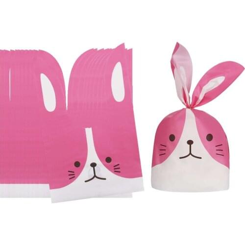 50pcs/Lot Lovely Rabbit Bunny Cat Gift Bags Bakery Cookie Treat Bags Wedding Birthday Baby Shower Kids Party Favor Pink/Blue