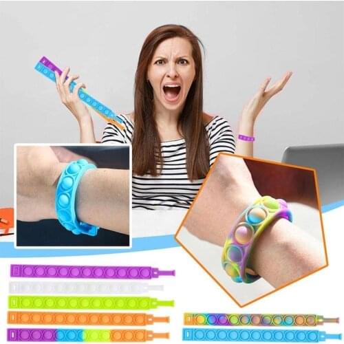 Fidget Simple Dimple Bracelet Toys Stress Relief Hand Soft Silicone Wristband Portable Press Decompression Toy