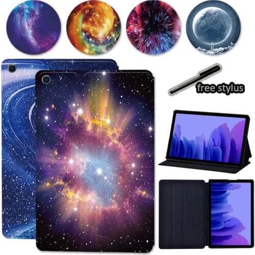 Shockproof Tablet Case for Samsung Galaxy TAB A7 10.4 2020 T500 T505 Space Pattern Leather Stand Tablet Cover Case + Free Stylus