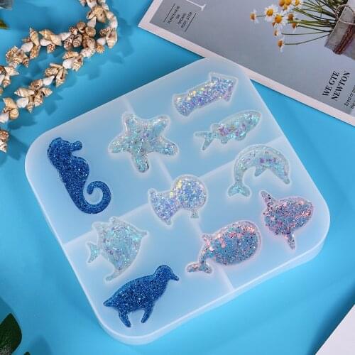 Crystal Epoxy Silicone Mold Mold Dolphin Starfish Jewelry Diy Tools Cake Decoration Moldes De Silicona Para Llaveros Resin Art