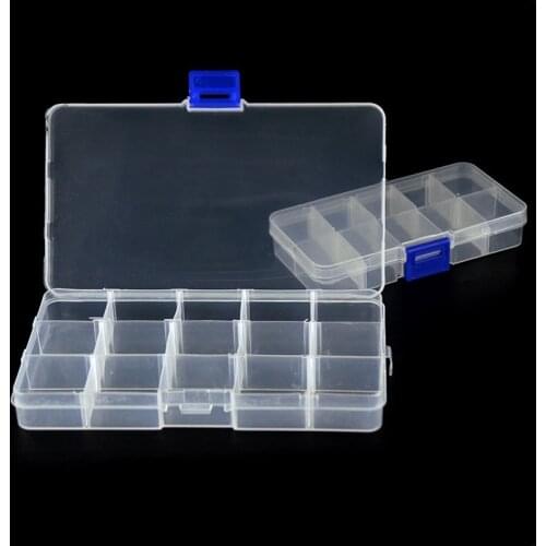 Adjustable 15 Grid Jewelry Storage Case Transparent Drug Pill Ring Earring Beads Coin Organizer Box Plastic Travel Container