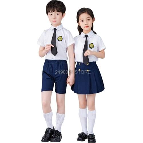 Boys Girls School Uniforms British Style Students Kindergarten Suit Girls Party Dress Skirt Performance Clothing Set Sport Suit