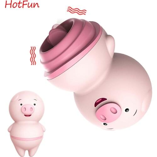 Cute Pig Female Masturbator Clitoris Stimulator Nipple Massager Cute Pig Tongue Licking Vibrator Sex Toys for Woman 6 Modes