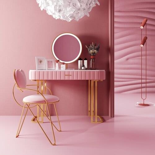 80CM Customizable Bedroom Dressing Table Sets Modern Minimalist Marble Light Luxury With Mirror And Chair Princess Room Dressers