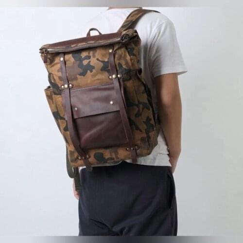 Waxed waterproof camouflage outdoor hiking bag training equipment camping sports travel backpack