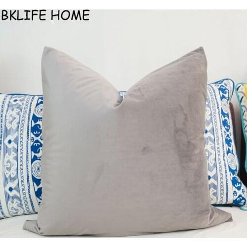 High Quality Soft Medium Gray Velvet Cushion Cover Gray Pillow Case No Balling-up Without Stuffing