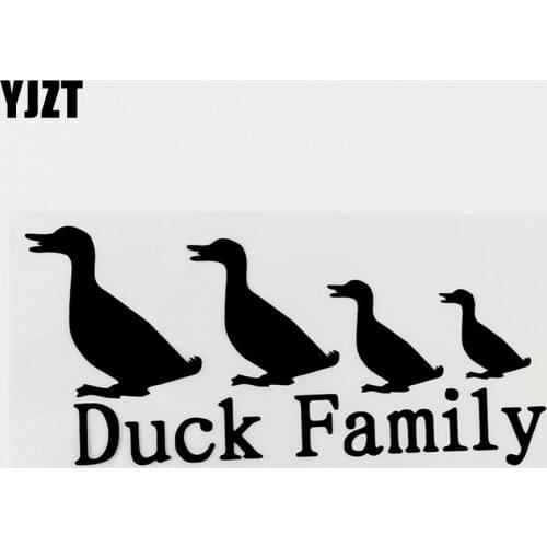 YJZT 15CMX7.4CM Funny Animal Duck Family Vinyl Car Sticker Decal Black/Silver 8C-0190