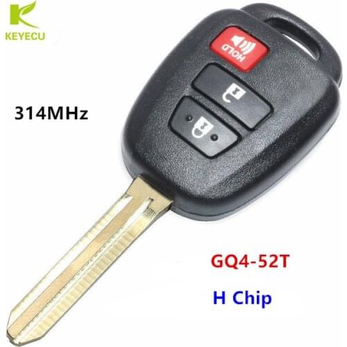 KEYECU 3 Buttons Replacement Remote Key Fob 314.2MHz with H Chip for Toyota Rav4 Highlander Sequoia Tacoma Tundra FCC: GQ4-52T