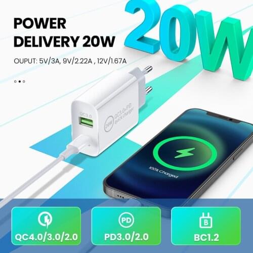 Cargador USB tipo C PD de 20W, carga rápida 3,0 4,0 para iPhone, Xiaomi, mi10, 9, Samsung, tableta, teléfono móvil