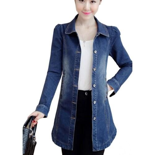Add new Jeans Coat cotton blue new Women Basic Coats Autumn Denim Jackets Vintage Long Sleeve Loose Female Casual Girls Outwear