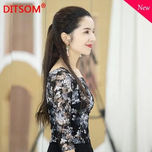 2021 Flower Printed Gauze Dance Leopard For Women Black Mesh Ballet Dance Shirt Classical Dance Clothes Figure Skating Clothing