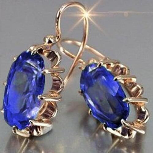 Women Earrings 1 Pair Fashion Piercing Earrings Oval Faux Inlaid Decor Hook Drop Earrings Women Birthday Gift