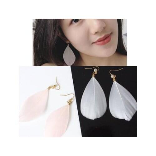 Wholesale Women Earrings Silvery Feather Shiny Zircon Vintage Ear Stud Female Earring Fashion Girl Ornament Wholesale