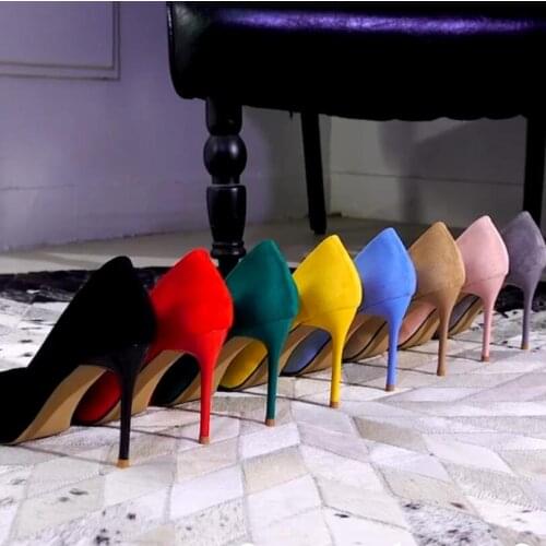 Ladies Single Shoes Shallow Mouth Set Feet Solid Color Sexy Spring And Autumn New Fashion High Heels Large Size 34-43