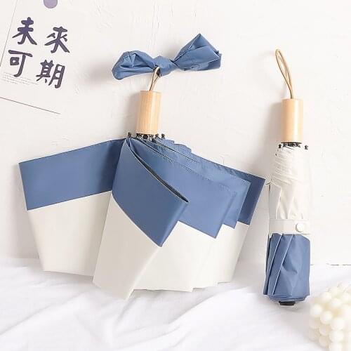 French Hepburn Black and White Double Color Umbrella Gift Womens Folding Sun Umbrella for Sunshine and Rain Umbrella