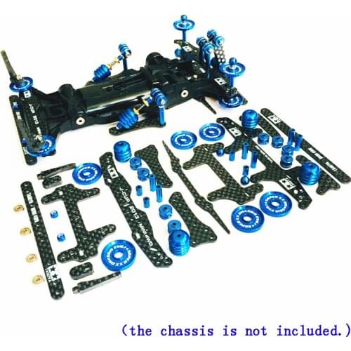 1Set Homemade AR Chassis Advanced Set Carbon Fiber FRP Middle Wing Aluminum Guide Wheel for 1/32 Tamiya Mini 4WD Car