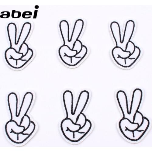 10PCS Embroidered Gesture Stickers DIY Clothes Bagde Handmade Jeans Coats Patch Garment Sewing Accessories Iron On Appliques