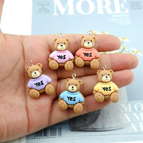 10pcs/Pack Cute Bear Charms for Earring Key Chain Necklace Pendant Jewelry Findings Making