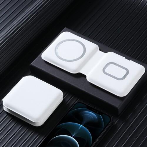 2 IN 1 Magnetic Safe Qi Wireless Fast Charger For Apple Watch1 AirPods Pro iPhone 12 Pro Max 12 Mini 11Pro Wireless Duo Charger