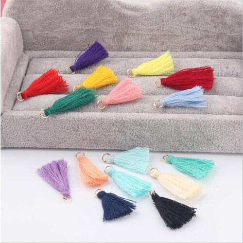 50pcs/lot new small cotton tassels with jump ring for diy charm earrings bracelet jewelry making accessories black mini tassels