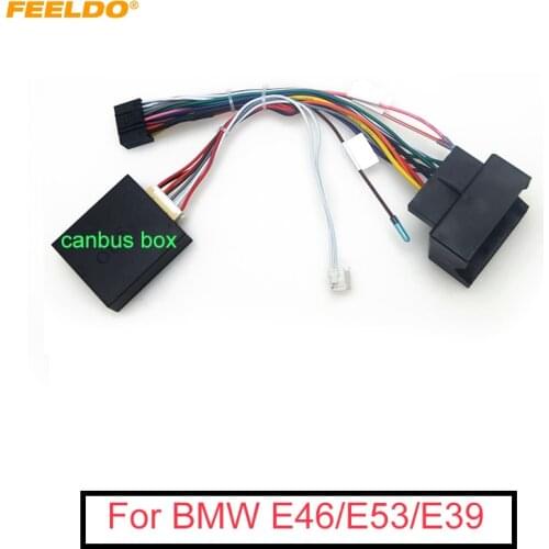 FEELDO Car 16Pin Power Wiring Harness Cable Adapter With Canbus For BMW E39(01-04)/E53(01-05) Install Stereo Aftermarket