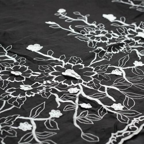 White waxberry Black Silk Chiffon Embroider Fabrics Garment Materials Summer Women Dress DIY Sewing Cloth Tailor Freeshipping
