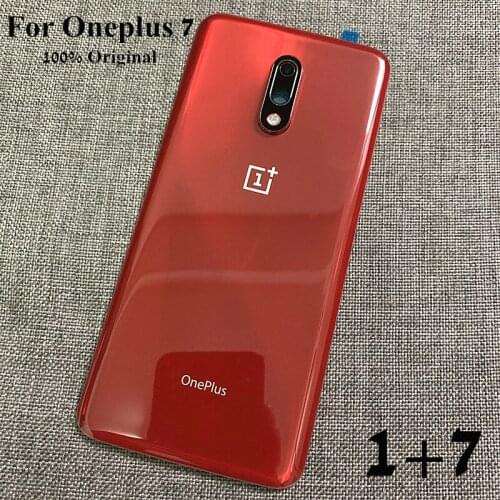 100% Original Glass battery cover For Oneplus 7 A7000 1+7 Rear Housing door Back Cover Rear case With camera lens