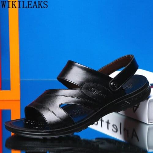 Black Beach Sandals for Men Outdoor Beach Shoes Man Fashion Brown Men Sandals Summer Men Shoes Leather Sandales Hommes De Lux