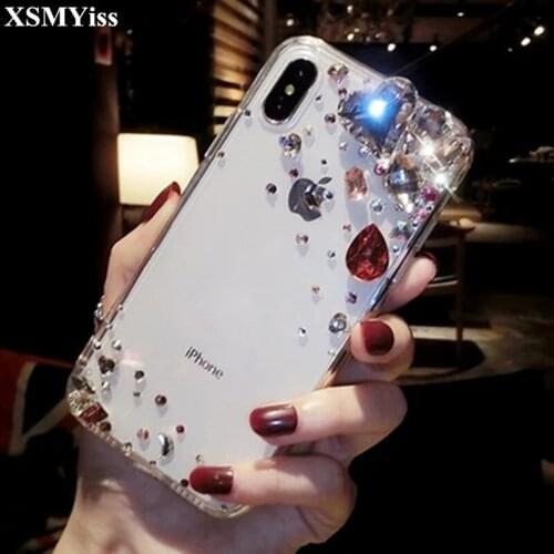 XSMYiss For Samsung S6 S7 S8 S9 S10 PLUS S10 Lite Note5 8 9 Case Luxury Bling Rhinestone Diamond Crystal Soft TPU Cover Case