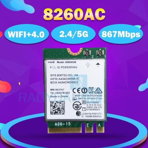 Dual Band Wireless-AC 8260NGW PD92860NG 8260NGWAC 8260AC NGFF 867Mbps+Bluetooth 4.2 Wireless Wlan Card