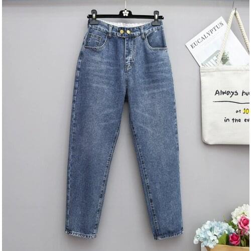 7708 Women Oversize Jeans Temperament Fashion Chic Streetwear Popular Style Quality Zipper Loose High Waist Denim Nine Trousers
