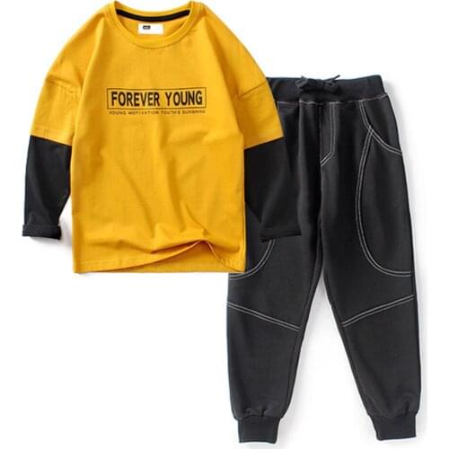New Childrens Clothes Boy Girls' Long Sleeve Trousers T-Shirt Leisure Suit Comfortable Cotton The Fabric Jumper Two-Piece