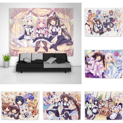 Nekopara Chocola Vanilla Tapestry Art Wall Hanging Sofa Table Bed Cover Home Decor Poster