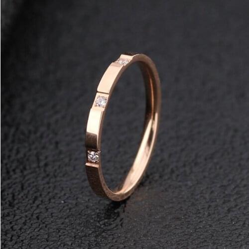 3 CZ Crystal Fine Couple Rings Titanium Stainless Steel Rose Gold Silver Plated Wedding Design Fashion Women Jewelry 10pcs/lot