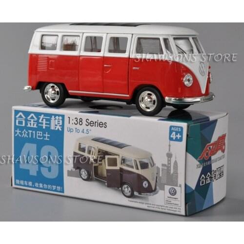 1:38 Scale Diecast Car Model Toys for T1 Bus MPV Pull Back Miniature Replica Collections