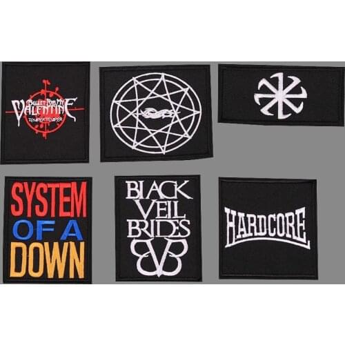 Fashionable square black tide brand logo embroidery badge ironing patch DIY decorative accessories on clothes for young people