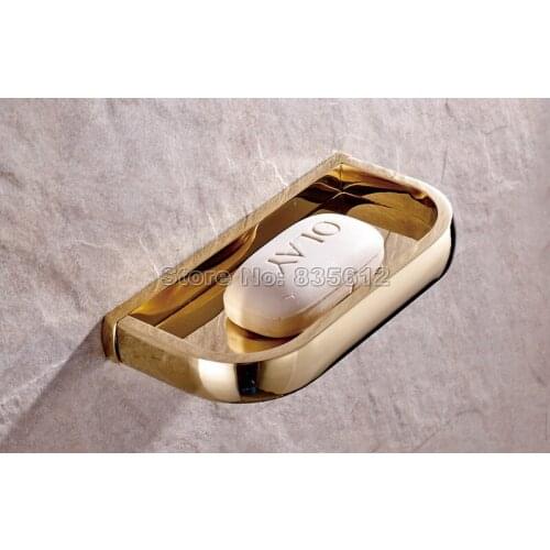Bathroom Accessory Wall Mounted Gold Color Brass Soap Dish Holder Wba847