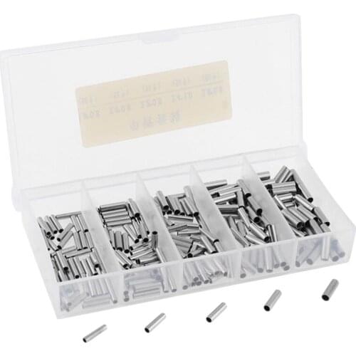 250Pcs/Set Single Barrel Crimping Sleeve Fishing Line Wire Leader Copper Tube Connector Fishing Accessories Line Tube