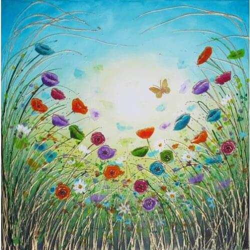 Wholesale High Quality Landscape Oil Painting On Canvas Light Colors Flower Sea Oil Painting On Canvas For Kitchen Decoration