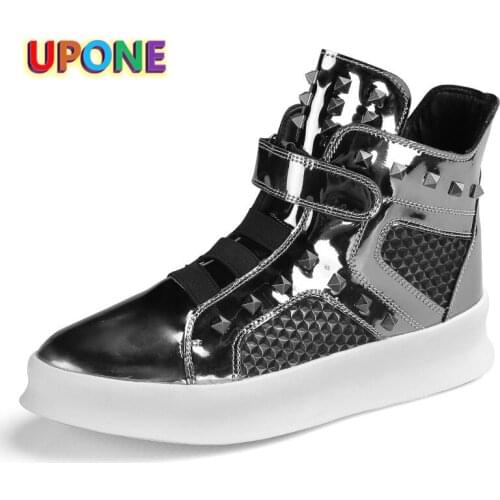 UNONE Autumn Fashion Black Shoes Men High Top Platform Skateboard Shoes Streetwear Rivet Designer Shoes Men deportivas hombre