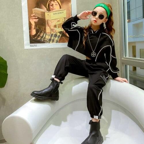 Fall Baby Girls Teens Clothes Child Reflective Outfits Short Hoodies Sweatshirt Pants Sets 4 5 6 7 8 9 10 11 12 13 14 Years kids