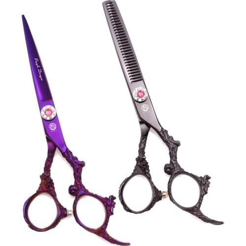 Professional Scissors 5.5" 6.0" JP Stainless Steel Purple Dragon Beauty Hair Cutting Scissors Hairdressing Thinning Shears 9005